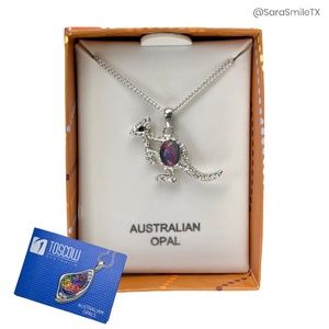 TOSCOW Genuine Australian Kangaroo Opal & Sterling Silver Necklace - NIB